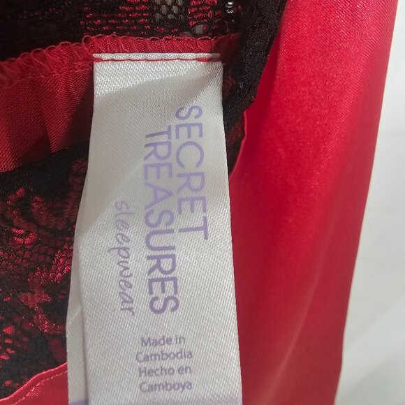 Secret Treasures Tank Cami Red Black Satin Lace Goth Whimsigoth Fairy XL - Picture 8 of 12